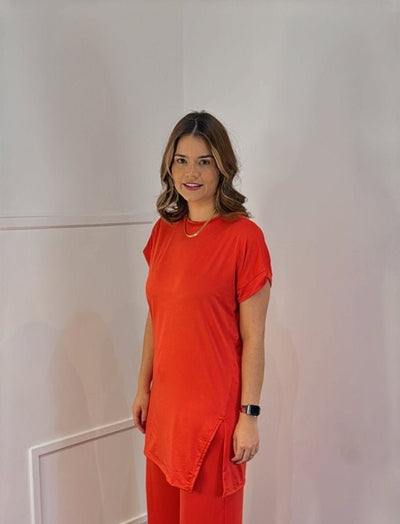 Blusa Michele – Túnica Longa com Fenda Lateral em Malha Confort - Naguirre Shop