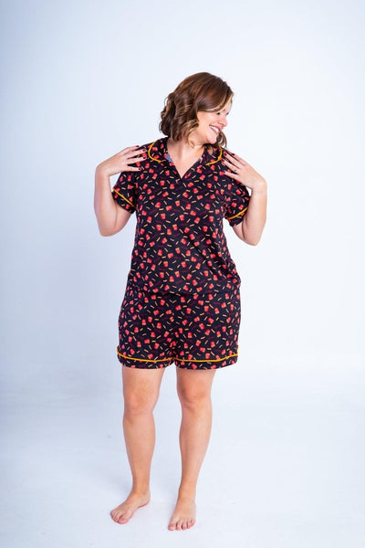 Conjunto Camila - Pijama com Gola Americana e Shorts de Suede - Naguirre Shop