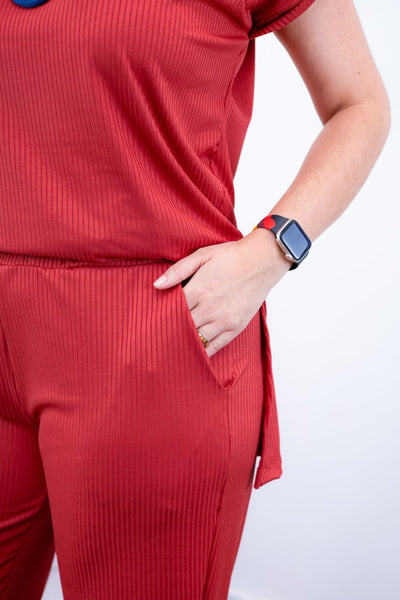 Conjunto Portugal – Túnica Longa com Fenda Lateral e Calça Pantalona em Malha Canelada - Naguirre Shop