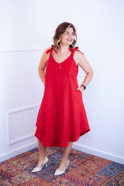 Vestido Dandara - Midi de Alça Decote V em Linho Light - Naguirre Shop