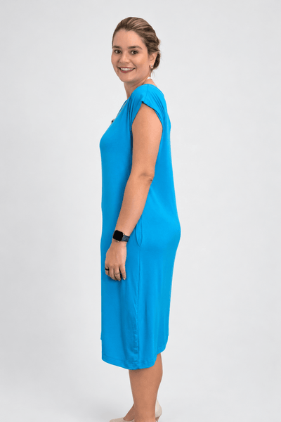 Vestido Jaqueline Midi em Viscolycra com Bolsos Laterais