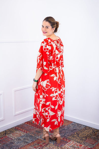 Vestido Luciana – Longuete em Viscolinho com Mangas Amplas e Bolsos - Naguirre Shop