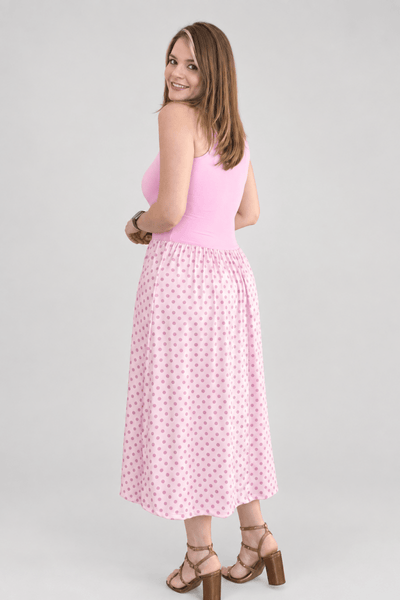 Vestido Paris Midi Regata com Saia Ampla em Poá – Estilo Parisiense - Naguirre Shop
