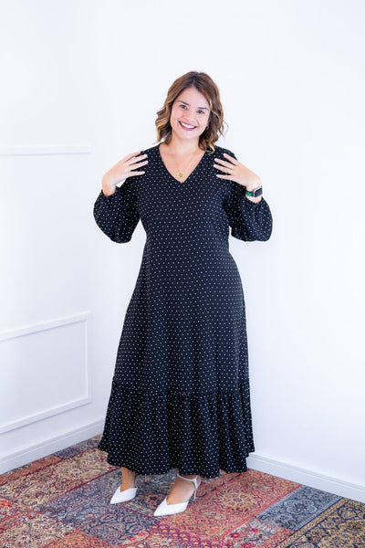 Vestido Rafaela - Longuete com Babado Gola V em Viscolinho - Naguirre Shop