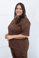 Blusa Ester –  Oversized Gola Redonda em Canelado Flex