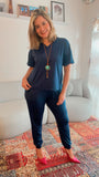 Conjunto Malha Fria Calça e Blusa de Gola V Flórida