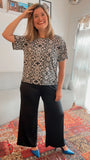 Conjunto Malha Fria Calça Pantalona e Blusa de Gola Redonda Marbela