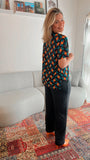 Conjunto Malha Fria Calça Pantalona e Blusa de Gola Redonda Marbela