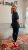 Conjunto Malha Fria Calça e Blusa de Gola V Flórida