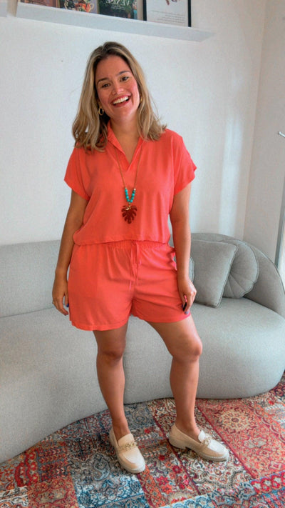 Bermudinha e Blusa em Viscolinho - Salvador