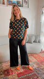 Conjunto Malha Fria Calça Pantalona e Blusa de Gola Redonda Marbela