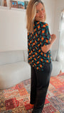 Conjunto Malha Fria Calça Pantalona e Blusa de Gola Redonda Marbela