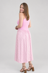 Vestido Paris Midi Regata com Saia Ampla em Poá – Estilo Parisiense