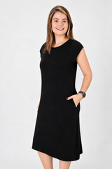 Vestido Jaqueline Midi em Viscolycra com Bolsos Laterais