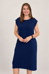 Vestido Jaqueline Midi em Viscolycra com Bolsos Laterais