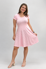 Vestido Mirela Midi Evasê com Manga Curta