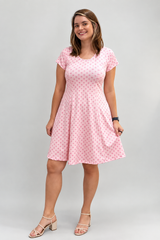 Vestido Mirela Midi Evasê com Manga Curta