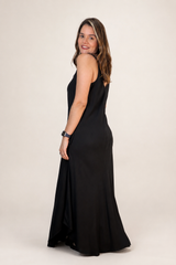 Vestido Fluido em Viscose Natural Evasê com Alças Marrocos Liso