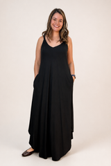 Vestido Fluido em Viscose Natural Evasê com Alças Marrocos Liso