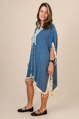 Túnica Longa Boho em Viscose 100% Natural com Bordados Oásis