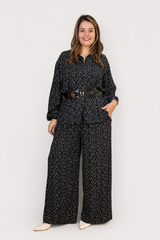 Conjunto em Viscolinho com Calça Pantalona e Camisa Moda Italiana Toscana