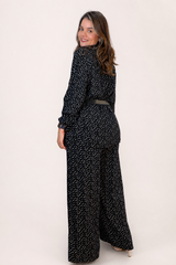Conjunto em Viscolinho com Calça Pantalona e Camisa Moda Italiana Toscana