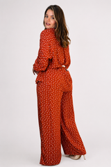 Conjunto em Viscolinho com Calça Pantalona e Camisa Moda Italiana Toscana