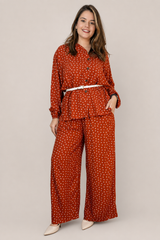 Conjunto em Viscolinho com Calça Pantalona e Camisa Moda Italiana Toscana