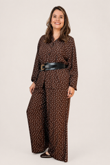 Conjunto em Viscolinho com Calça Pantalona e Camisa Moda Italiana Toscana