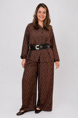 Conjunto em Viscolinho com Calça Pantalona e Camisa Moda Italiana Toscana