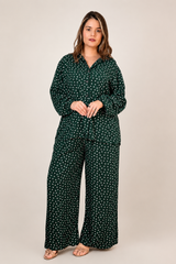 Conjunto em Viscolinho com Calça Pantalona e Camisa Moda Italiana Toscana