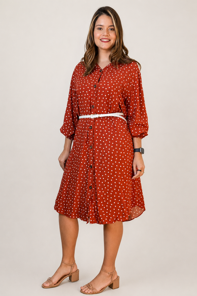 Chemise em Viscolinho Moda Poá Estilo Italiana Florença