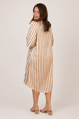 Chemise em Viscolinho Listrada Estilo Resort Roma