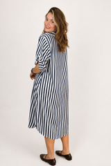 Chemise em Viscolinho Listrada Estilo Resort Roma