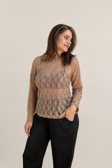 Blusa Valentina em Renda Segunda Pele Manga Longa – Moda Italiana