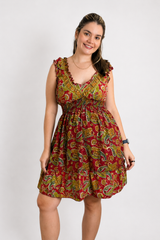 Vestido Midi Ciganinha com Lastex Estilo Boho Zanzíbar