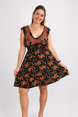 Vestido Midi Ciganinha com Lastex Estilo Boho Zanzíbar
