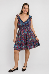 Vestido Midi Ciganinha com Lastex Estilo Boho Zanzíbar