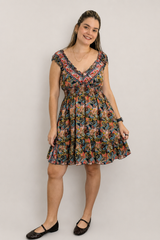 Vestido Midi Ciganinha com Lastex Estilo Boho Zanzíbar