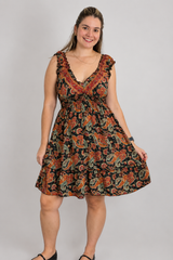 Vestido Midi Ciganinha com Lastex Estilo Boho Zanzíbar