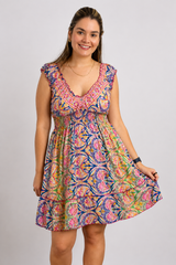 Vestido Midi Ciganinha com Lastex Estilo Boho Zanzíbar