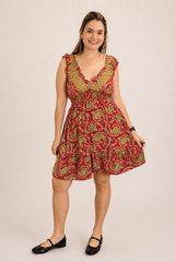 Vestido Midi Ciganinha com Lastex Estilo Boho Zanzíbar