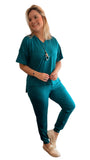 Conjunto Malha Fria Calça e Blusa de Gola V Flórida