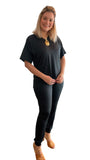 Conjunto Malha Fria Calça e Blusa de Gola V Flórida