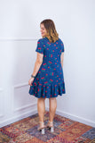 Vestido com Babado Gola V e Manga Curta Verona BF