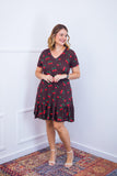 Vestido com Babado Gola V e Manga Curta Verona BF