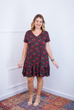 Vestido com Babado Gola V e Manga Curta Verona BF