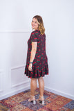 Vestido com Babado Gola V e Manga Curta Verona BF