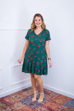 Vestido com Babado Gola V e Manga Curta Verona BF