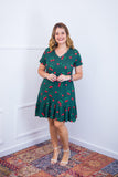 Vestido com Babado Gola V e Manga Curta Verona BF